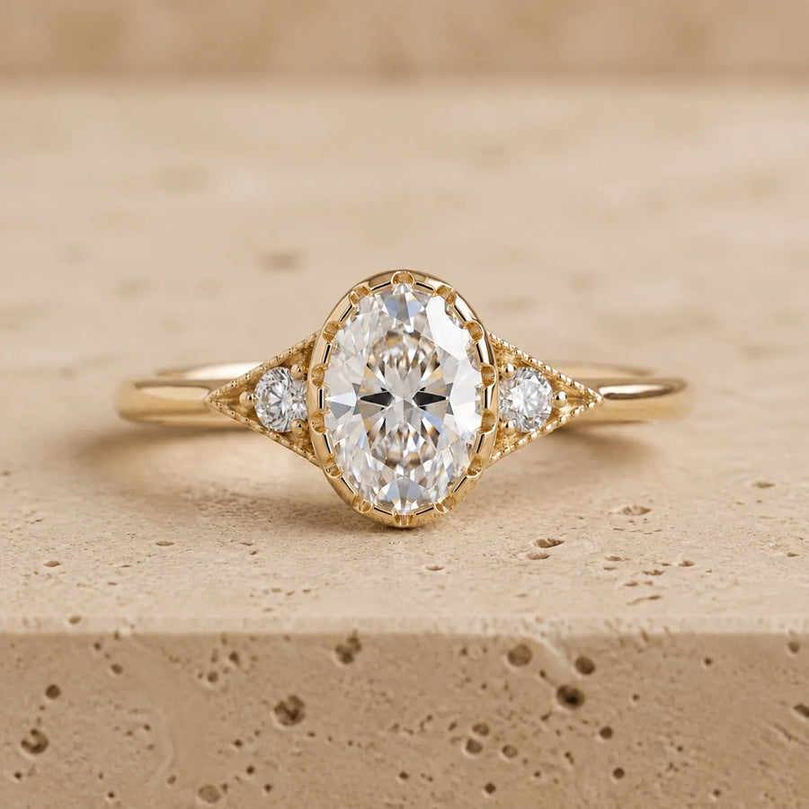 2 CT Oval Lab-Grown Diamond Three-Stone Engagement Ring