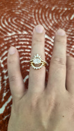 Load image into Gallery viewer, 2ct Oval cut lab grown diamond crown half-circle engagement stacking rings for woman