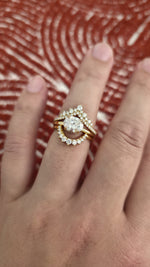 Load image into Gallery viewer, 2ct Oval cut lab grown diamond chevron half-circle engagement stacking rings for woman