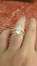 Load image into Gallery viewer, 2ct Oval cut lab grown diamond chevron curved engagement stacking rings for woman