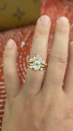 Load image into Gallery viewer, 2ct Oval cut lab grown diamond chevron open engagement stacking rings for woman