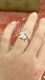 Load image into Gallery viewer, 2ct Oval cut lab grown diamond chevron open engagement stacking rings for woman