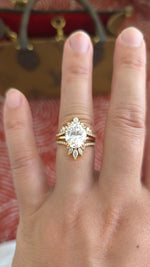 Load image into Gallery viewer, 5.05ct Oval cut lab grown diamond chevron curved engagement stacking rings for woman