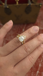 Load image into Gallery viewer, 3.5ct Asscher cut lab grown diamond crown open engagement stacking rings for woman