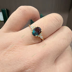 Load image into Gallery viewer, Accented Solitaire Lab Alexandrite Ring | 1.5ct Oval Cut 6x8mm Classic Diamond Shoulder Band Ring
