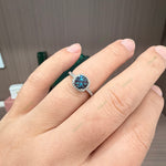 Load image into Gallery viewer, Classic Round Lab-Grown Alexandrite Halo Ring | 1.25ct Delicate Micro-Pavé Wedding Band