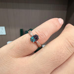 Load image into Gallery viewer, Dainty Oval Cut Lab-Grown Alexandrite Solitaire Ring | 1.0ct Pavé Band Promise Ring