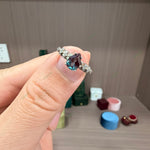 Load image into Gallery viewer, Dainty Pear Cut Lab-Grown Alexandrite Ring | 0.85ct Asymmetric Diamond Accent Solitaire
