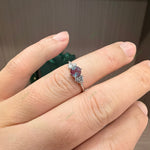 Load image into Gallery viewer, Minimalist Round Lab-Grown Alexandrite Cluster Ring | 0.63ct Dainty Diamond Accent Promise Ring