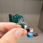 Load image into Gallery viewer, Minimalist Round Lab-Grown Alexandrite Solitaire Ring | 1.25ct Dainty Pavé Wedding Band