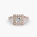 Load image into Gallery viewer, Three-Stone Ring with Halo 2