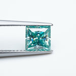 Load image into Gallery viewer, Square princess teal moissanite