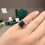Load image into Gallery viewer, Statement Emerald Cut Lab-Grown Alexandrite Ring | 7.5ct Vintage Three-Stone with Trapezoid Diamond Accents
