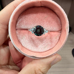 Load image into Gallery viewer, Statement Round Lab Alexandrite Ring | 2.5ct Large 8mm Brilliant Cut Diamond Accent Ring