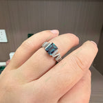 Load image into Gallery viewer, Vintage Art Deco Lab-Grown Alexandrite Zigzag Ring | 1.78ct Emerald Cut Geometric Diamond Band