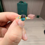 Load image into Gallery viewer, Vintage Inspired Lab Alexandrite Ring | 1.0ct Oval 5x7mm Fine Milgrain & Diamond Accent Ring