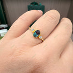 Load image into Gallery viewer, Vintage Inspired Lab Alexandrite Ring | 1.0ct Oval 5x7mm Fine Milgrain & Diamond Accent Ring