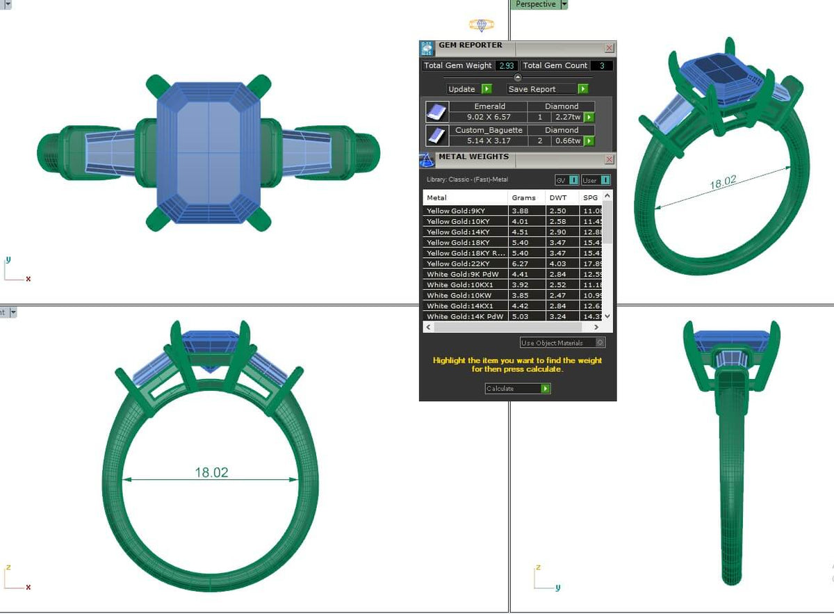 CAD model for the custom jewelry design