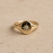 0.03 CT Round Brilliant Lab-Grown Diamond Signet Ring