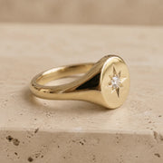 0.03 CT Round Brilliant Lab-Grown Diamond Signet Ring