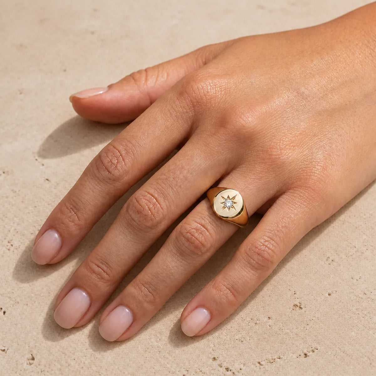 0.03 CT Round Brilliant Lab-Grown Diamond Signet Ring