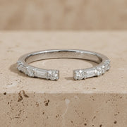 0.40 CTW Baguette & Round Lab-Grown Diamond Open-Cuff Wedding Band