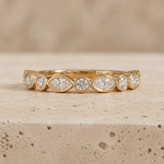 0.60 CTW Marquise & Round Lab-Grown Diamond Bezel-Link Wedding Band