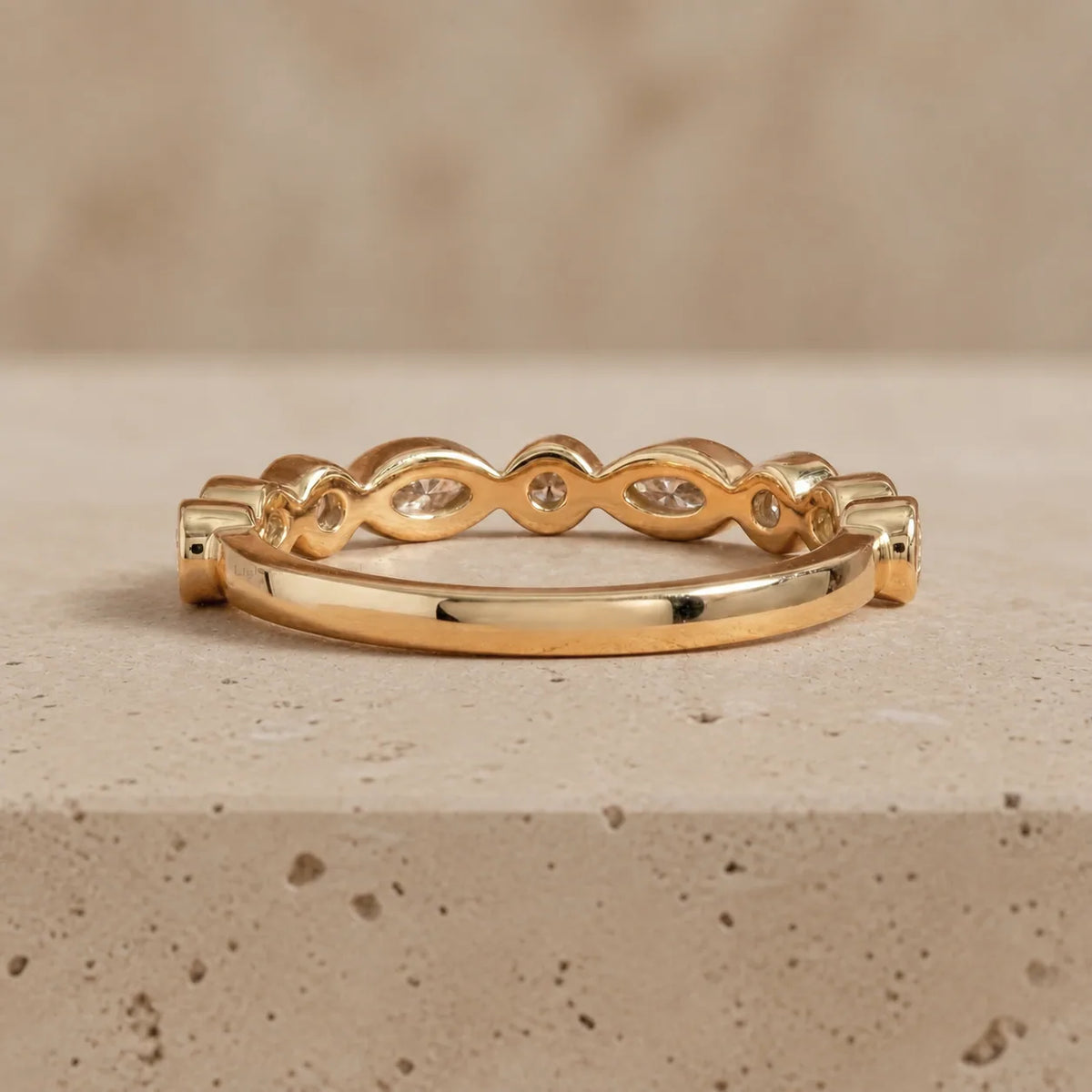 0.60 CTW Marquise & Round Lab-Grown Diamond Bezel-Link Wedding Band
