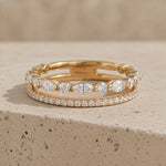 0.60 CTW Marquise & Round Lab-Grown Diamond Double-Row Stacking Band