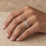 0.60 CTW Marquise & Round Lab-Grown Diamond Double-Row Stacking Band