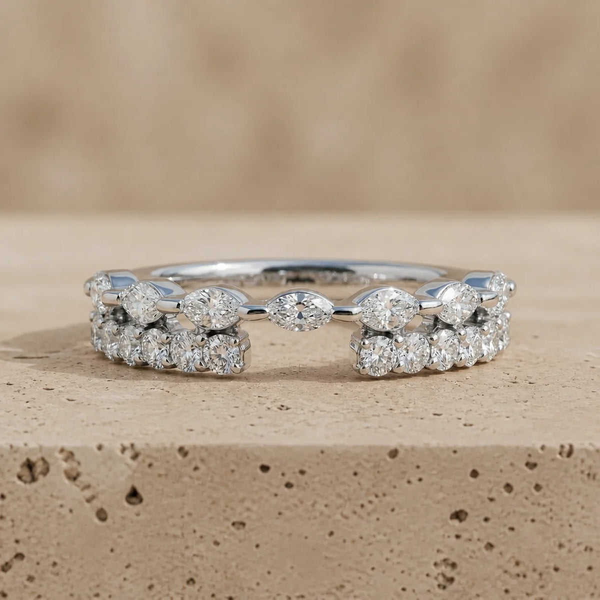 0.66 CTW Marquise & Round Lab-Grown Diamond Open-Gap Ring Enhancer