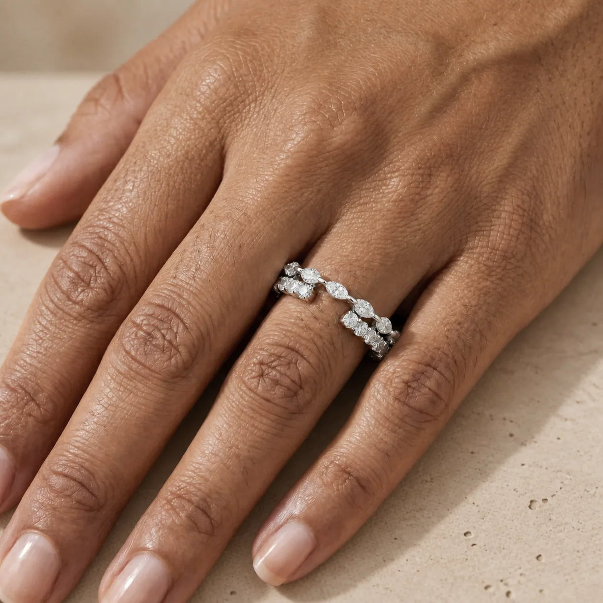 0.66 CTW Marquise & Round Lab-Grown Diamond Open-Gap Ring Enhancer
