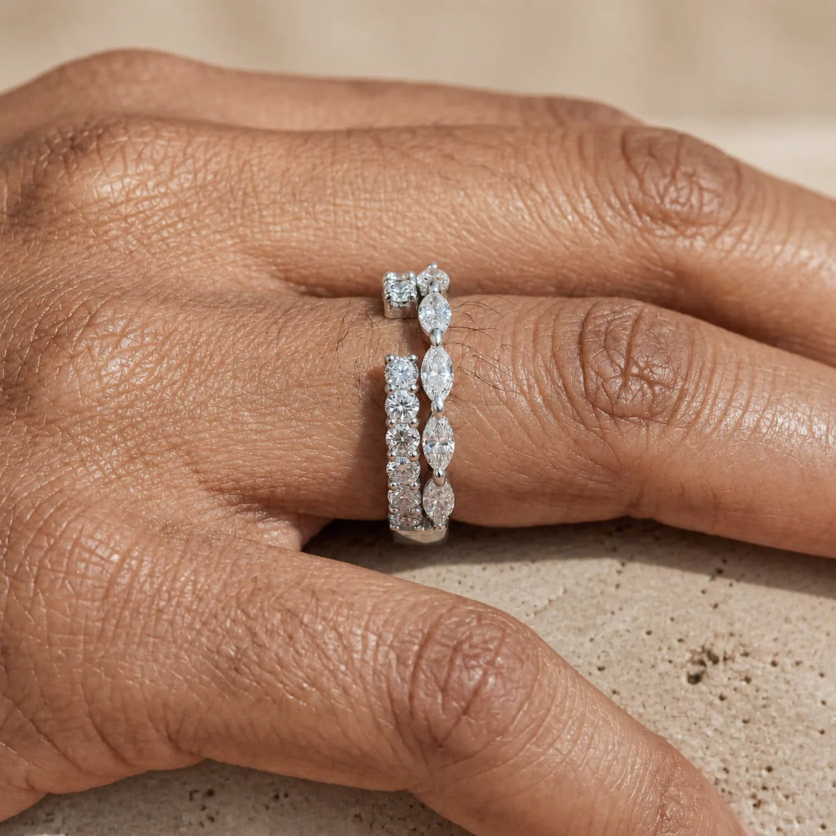 0.66 CTW Marquise & Round Lab-Grown Diamond Open-Gap Ring Enhancer