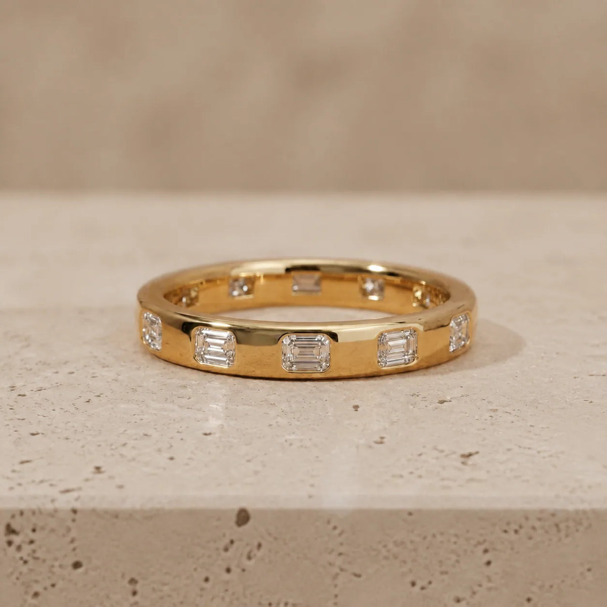 0.75–1.00 CTW Emerald Lab-Grown Diamond Flush-Set Wide Wedding Band