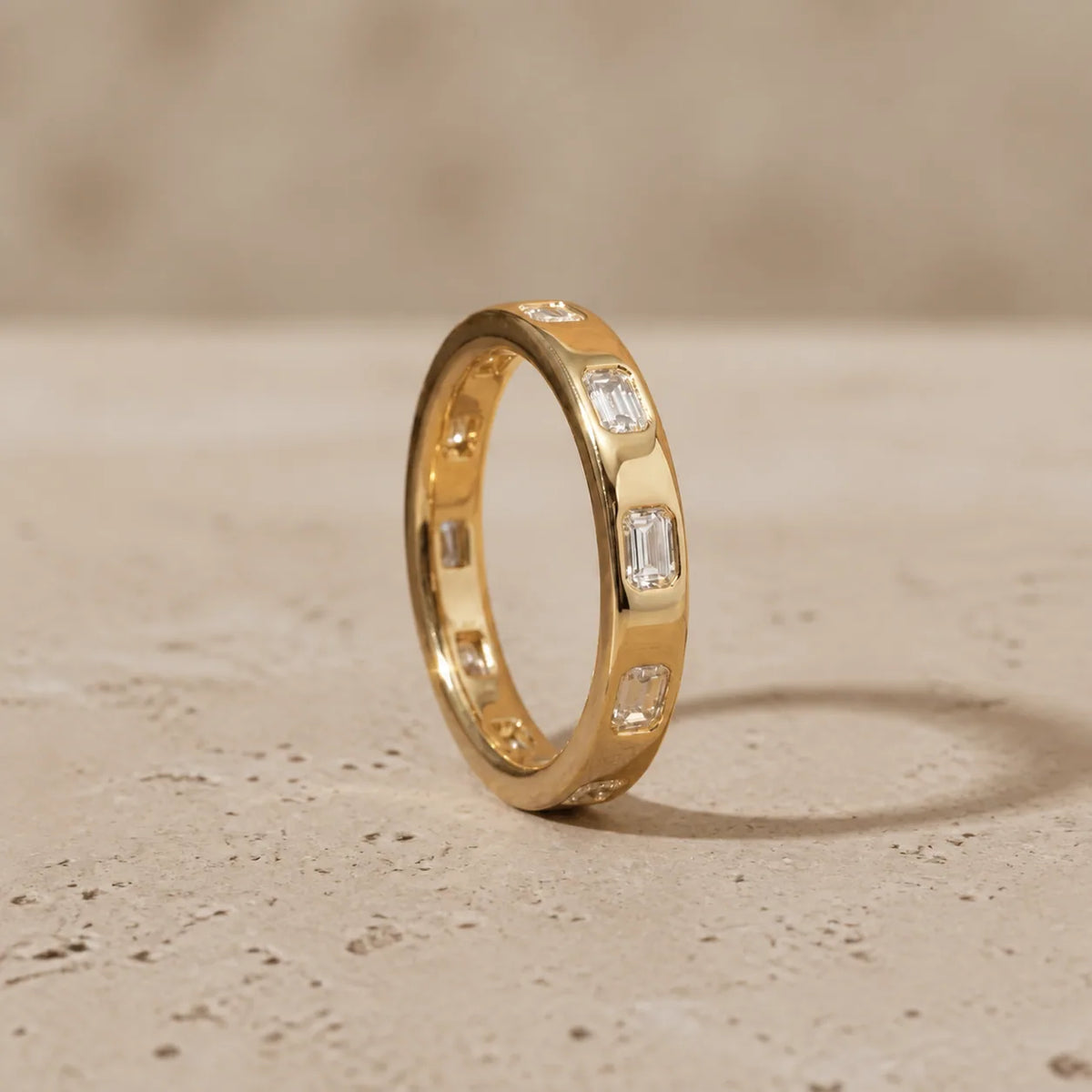 0.75–1.00 CTW Emerald Lab-Grown Diamond Flush-Set Wide Wedding Band
