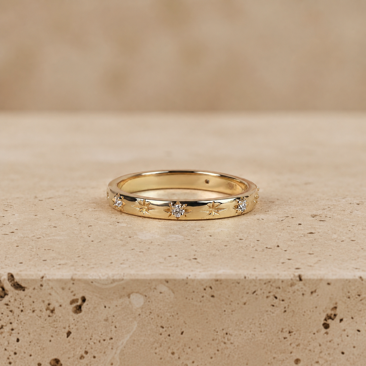 0.055 CTW Round Lab-Grown Diamond Art Deco Starburst Stacking Band
