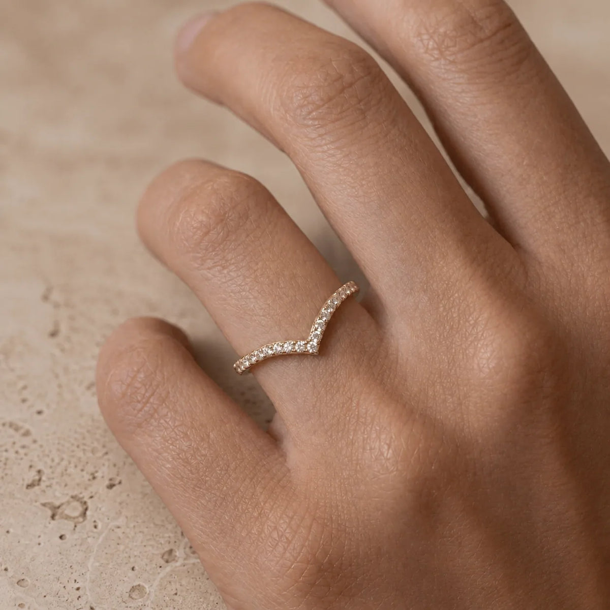 0.22 CTW Round Lab-Grown Diamond Pavé Chevron Wedding Band