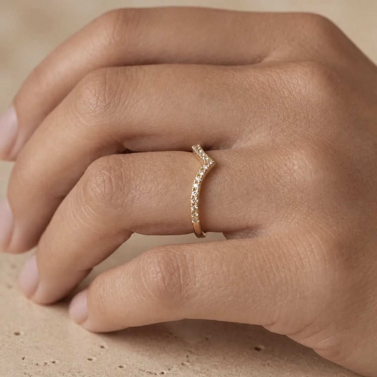 0.22 CTW Round Lab-Grown Diamond Pavé Chevron Wedding Band