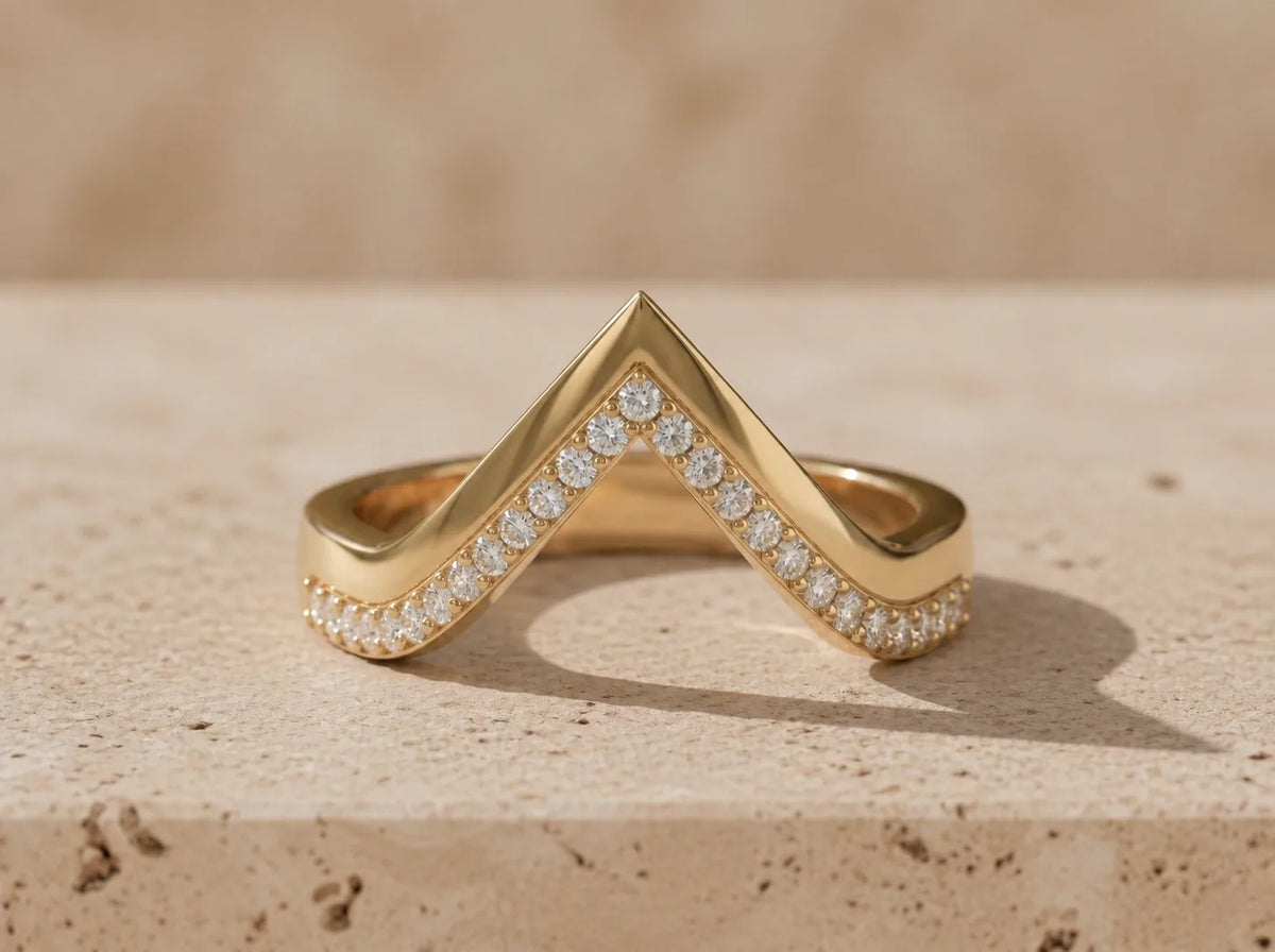 0.25 CTW Round Lab-Grown Diamond Pavé Chevron Wedding Band