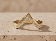 0.25 CTW Round Lab-Grown Diamond Pavé Chevron Wedding Band