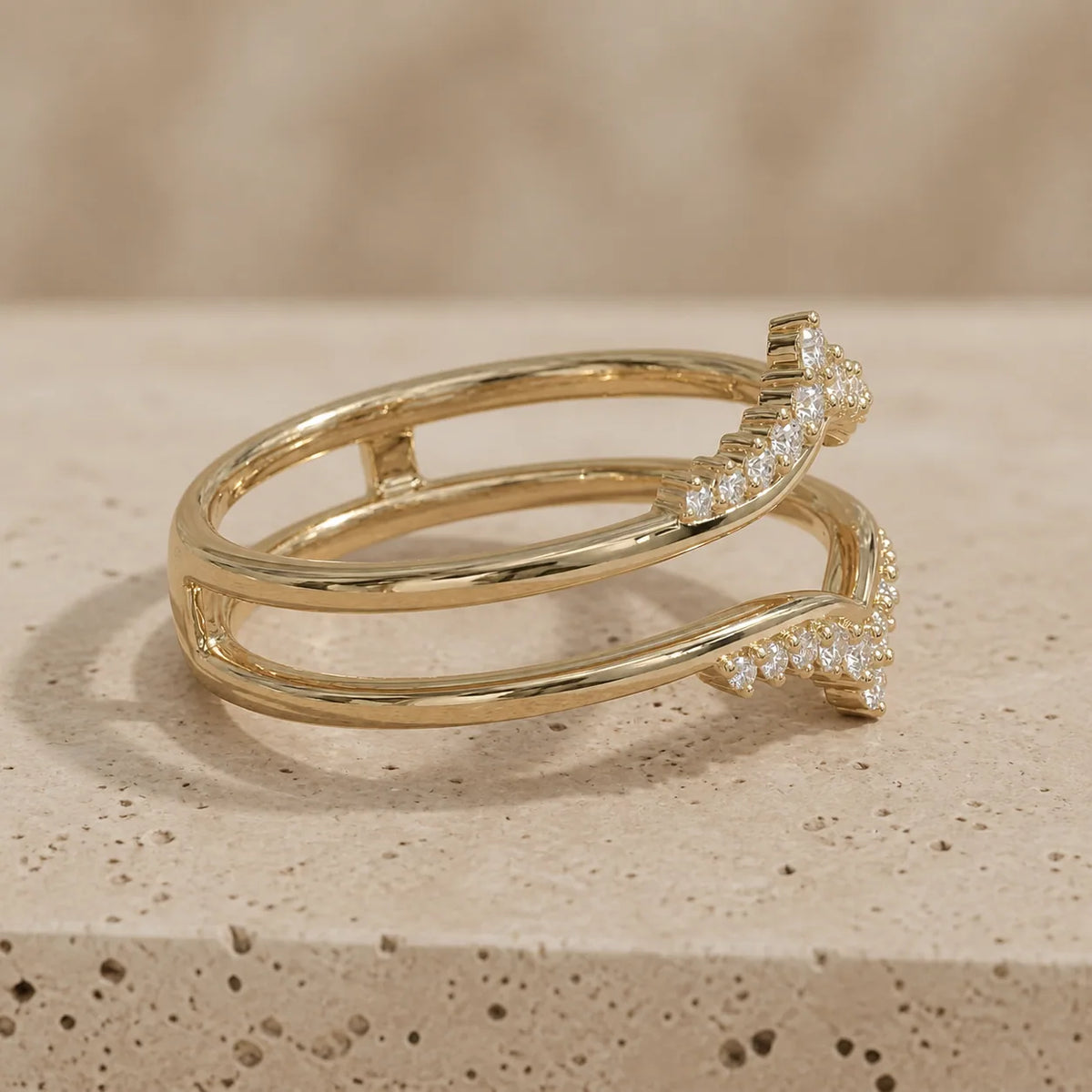 0.30 CTW Round Lab-Grown Diamond Double-Chevron Ring Guard