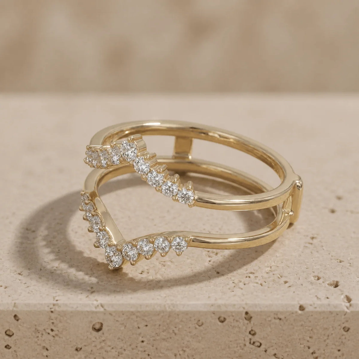 0.30 CTW Round Lab-Grown Diamond Double-Chevron Ring Guard