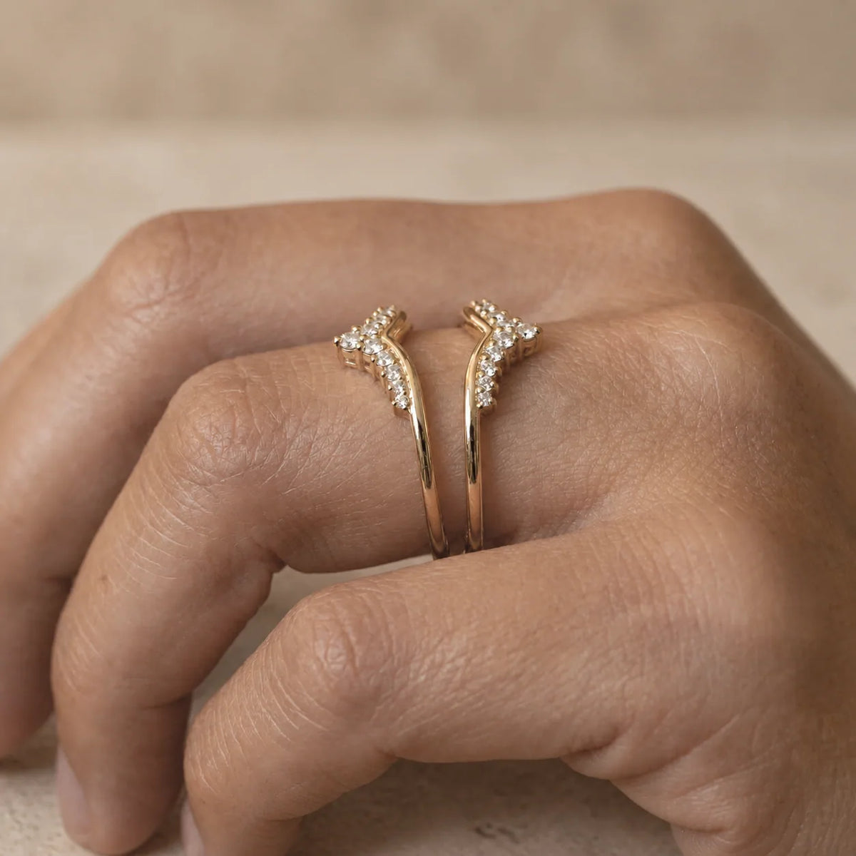 0.30 CTW Round Lab-Grown Diamond Double-Chevron Ring Guard