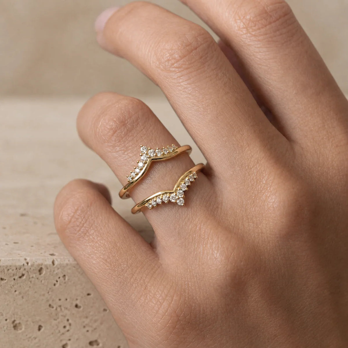0.30 CTW Round Lab-Grown Diamond Double-Chevron Ring Guard