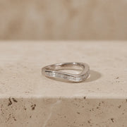 0.35 CTW Baguette Lab-Grown Diamond Half-Bezel Curved Matching Band