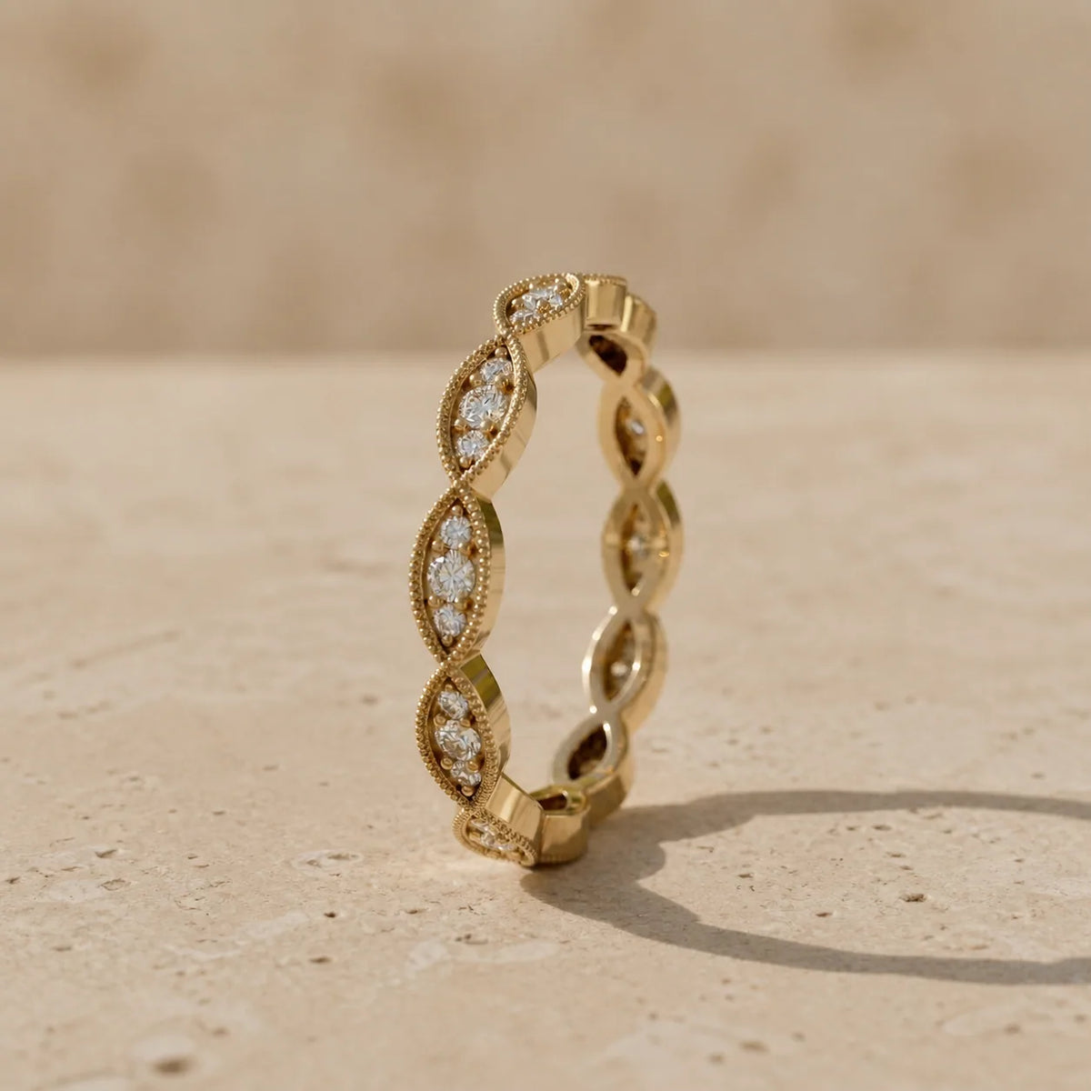 0.40 CTW Round Lab-Grown Diamond Milgrain Link Eternity Band