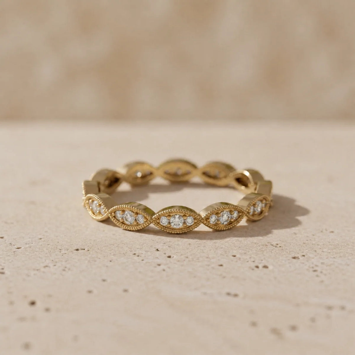 0.40 CTW Round Lab-Grown Diamond Milgrain Link Eternity Band