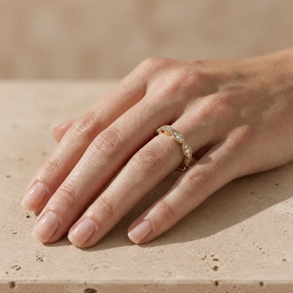 0.40 CTW Round Lab-Grown Diamond Milgrain Link Eternity Band