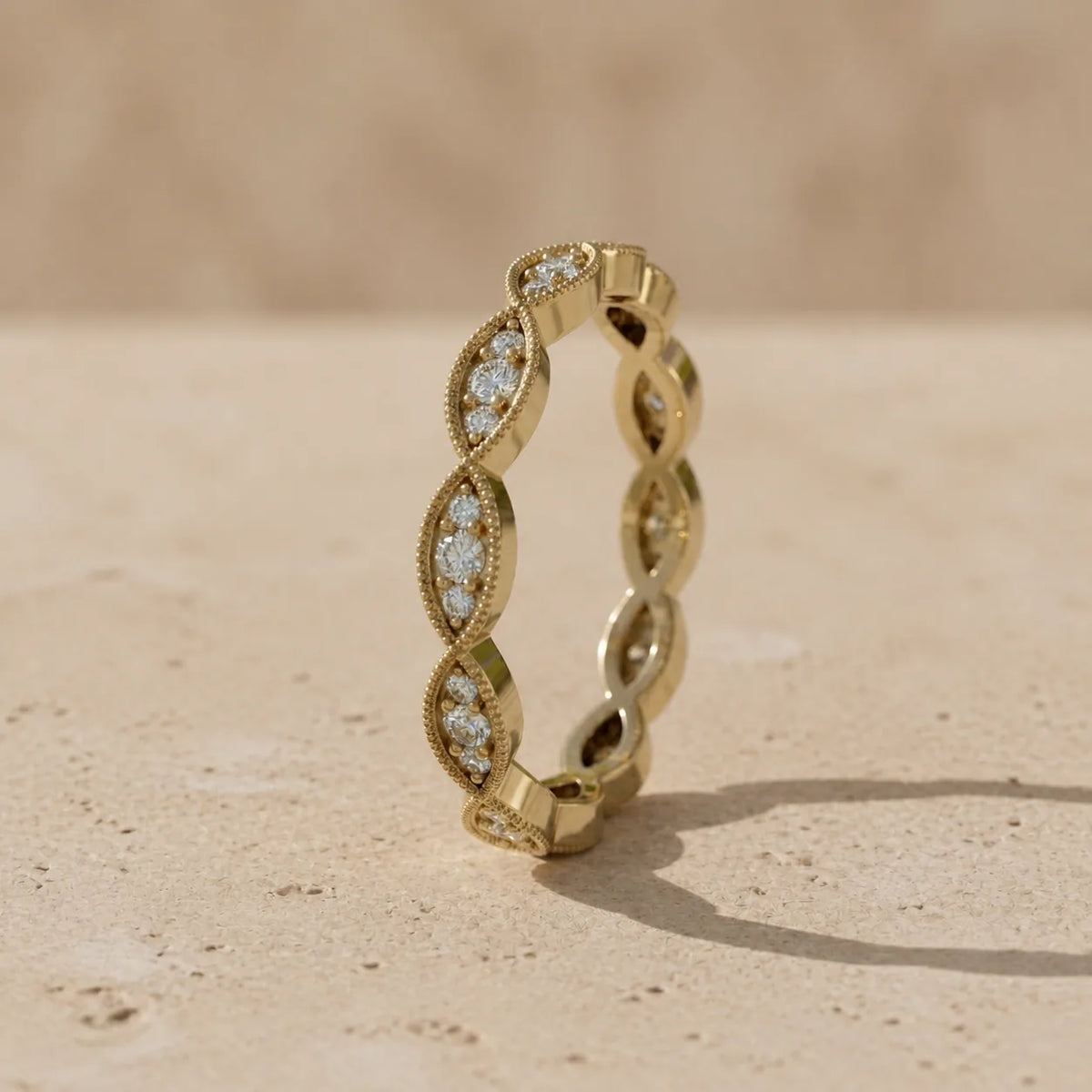 0.40 CTW Round Lab-Grown Diamond Milgrain Link Eternity Band