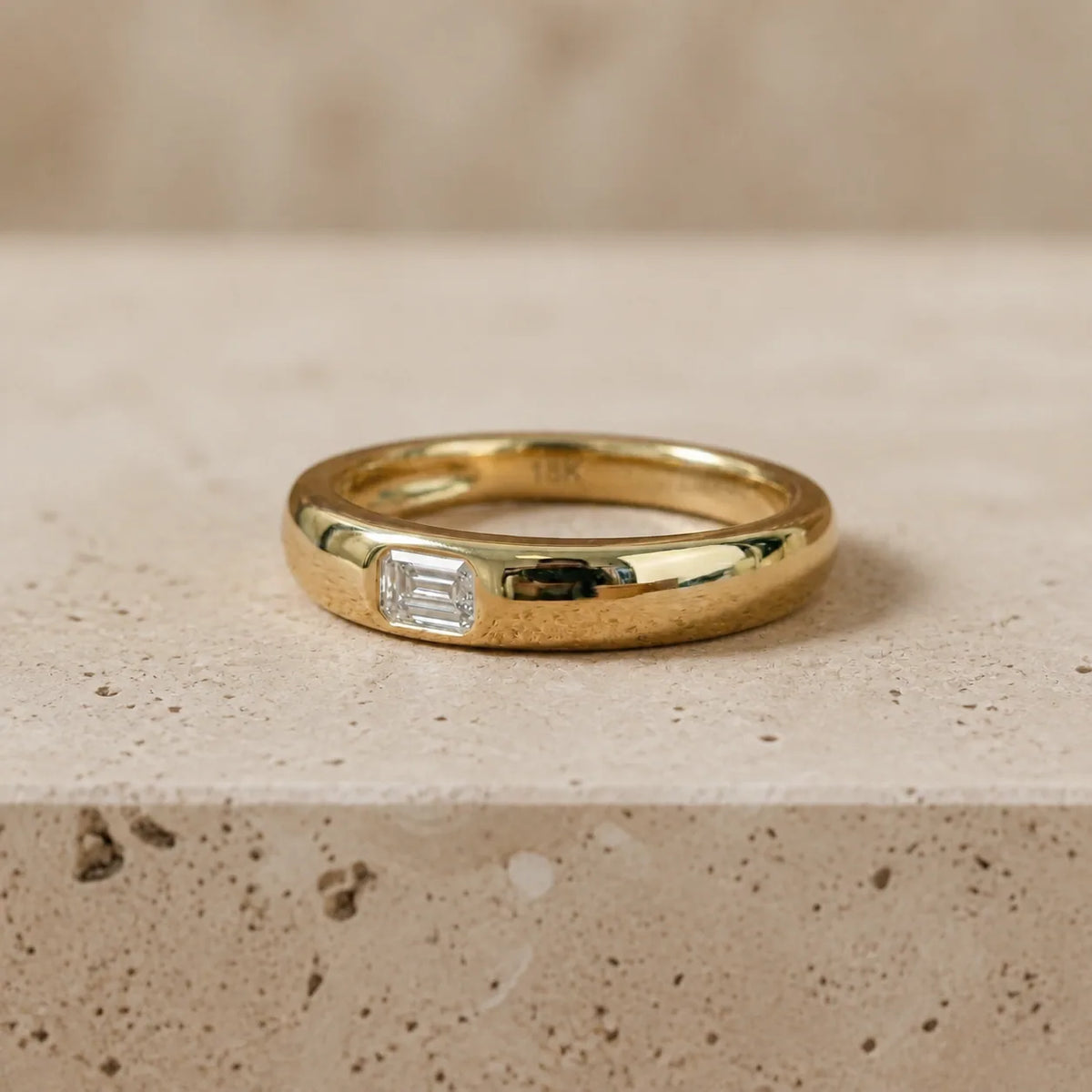 0.50 CT Emerald Lab-Grown Diamond East-West Flush-Set Wedding Band